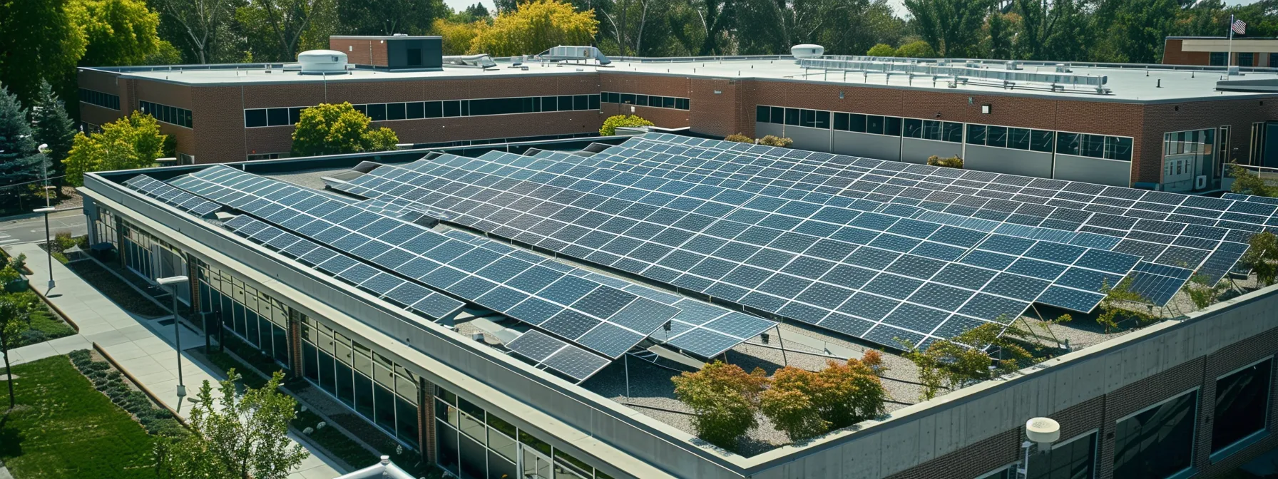 a solar panel array is being integrated with a ups system on a commercial building's roof.