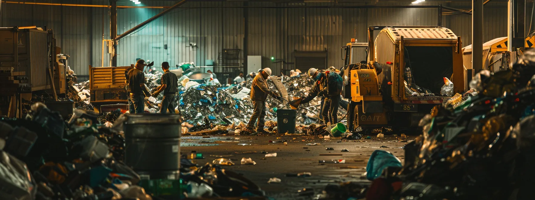 a group of workers struggling to maintain operations at a waste management company during a power outage.